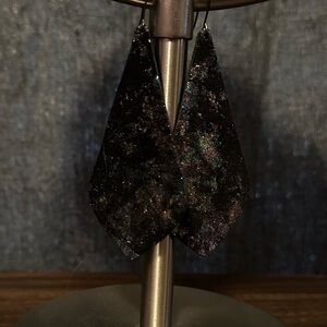 Eleven10Leather Leather Shimmer Elongated Teardrop‎ Iridescent Earrings